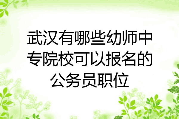 武汉有哪些幼师中专院校可以报名的公务员职位