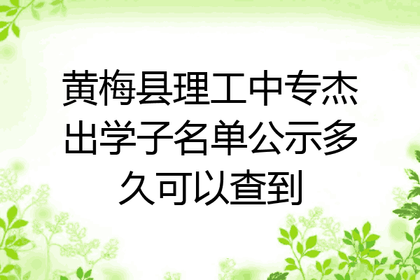 黄梅县理工中专杰出学子名单公示多久可以查到