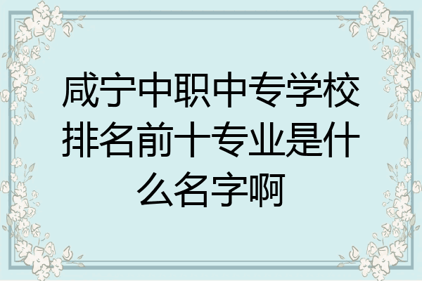 咸宁中职中专学校排名前十专业是什么名字啊