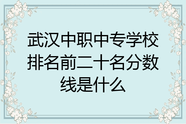 武汉中职中专学校排名前二十名分数线是什么