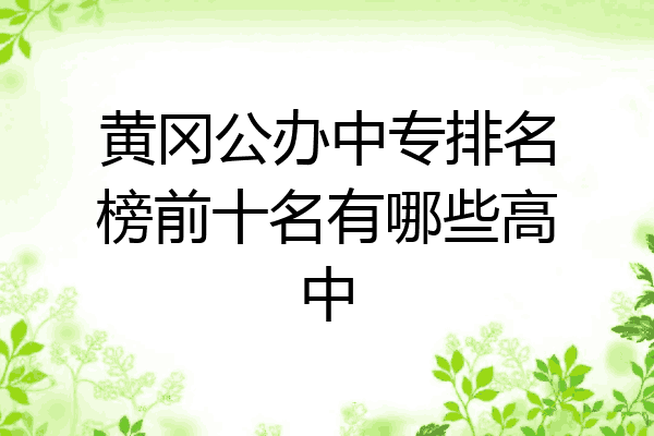 黄冈公办中专排名榜前十名有哪些高中