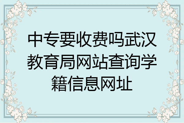 中专要收费吗武汉教育局网站查询学籍信息网址