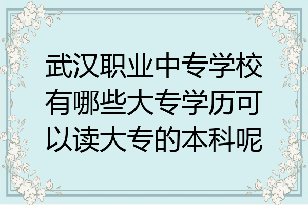 武汉职业中专学校有哪些大专学历可以读大专的本科呢