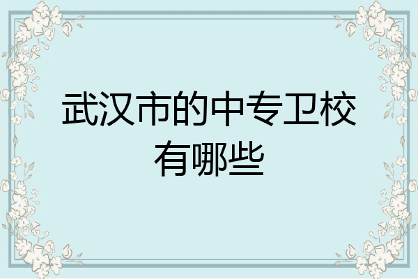 武汉市的中专卫校有哪些