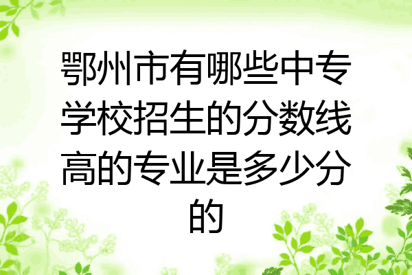 鄂州市有哪些中专学校招生的分数线高的专业是多少分的