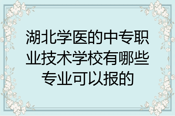 湖北学医的中专职业技术学校有哪些专业可以报的