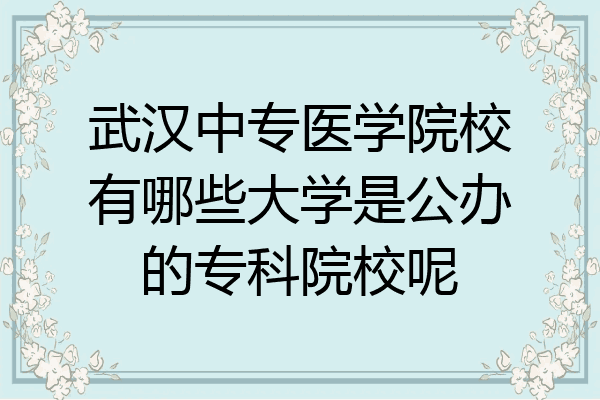 武汉中专医学院校有哪些大学是公办的专科院校呢