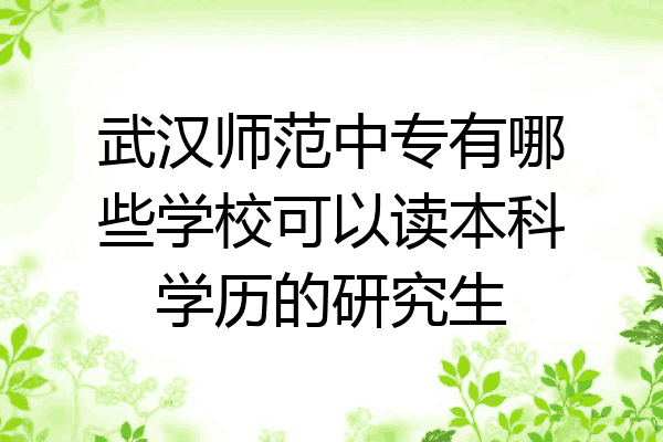 武汉师范中专有哪些学校可以读本科学历的研究生