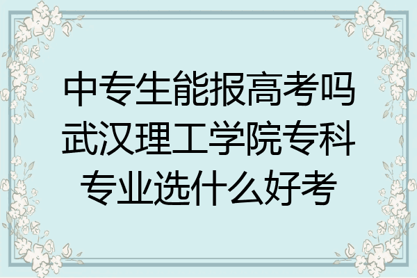 中专生能报高考吗武汉理工学院专科专业选什么好考