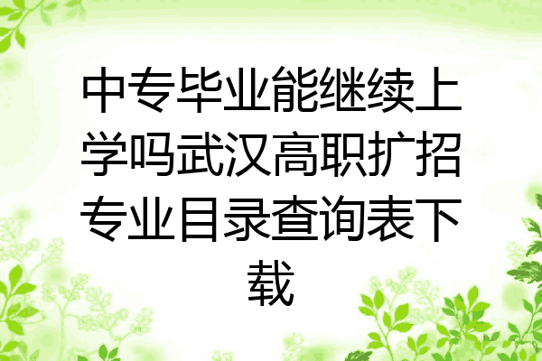 中专毕业能继续上学吗武汉高职扩招专业目录查询表下载