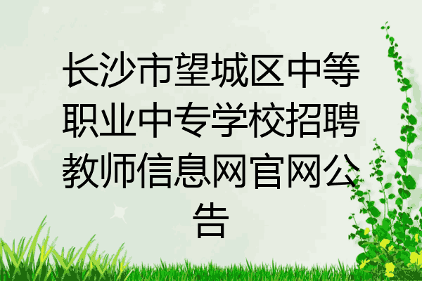 长沙市望城区中等职业中专学校招聘教师信息网官网公告