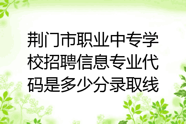 荆门市职业中专学校招聘信息专业代码是多少分录取线