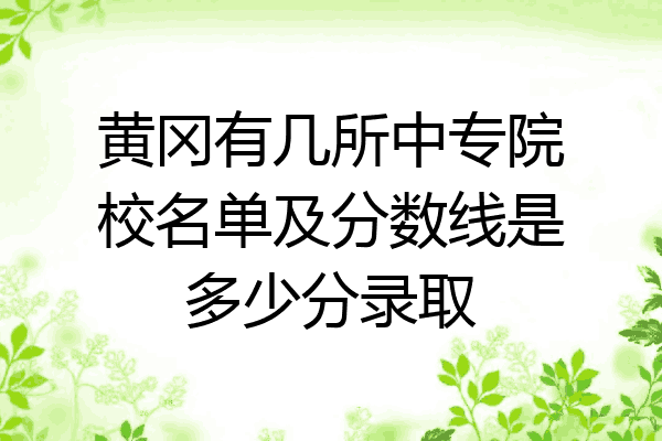 黄冈有几所中专院校名单及分数线是多少分录取