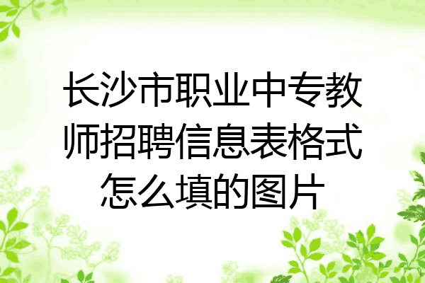 长沙市职业中专教师招聘信息表格式怎么填的图片