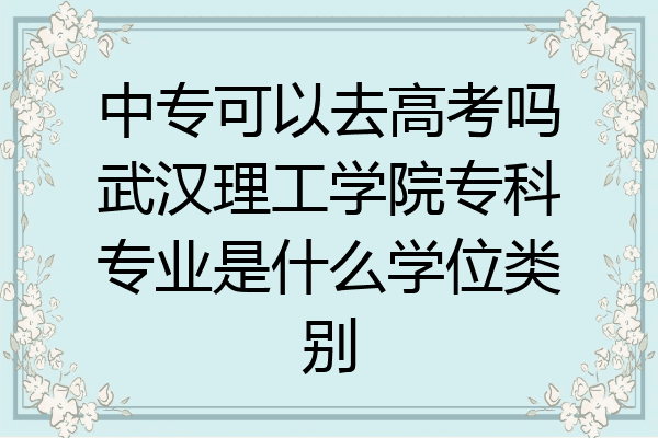 中专可以去高考吗武汉理工学院专科专业是什么学位类别