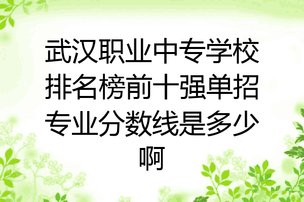 武汉职业中专学校排名榜前十强单招专业分数线是多少啊