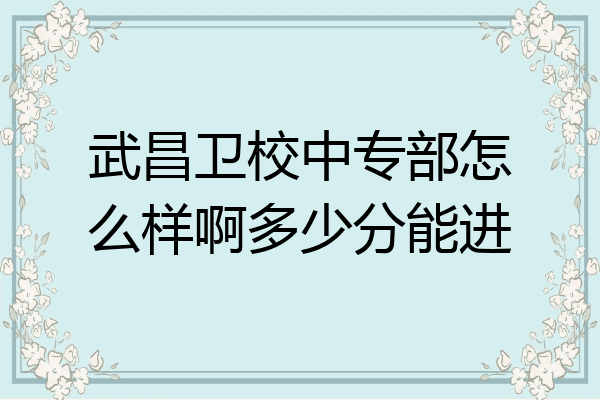 武昌卫校中专部怎么样啊多少分能进