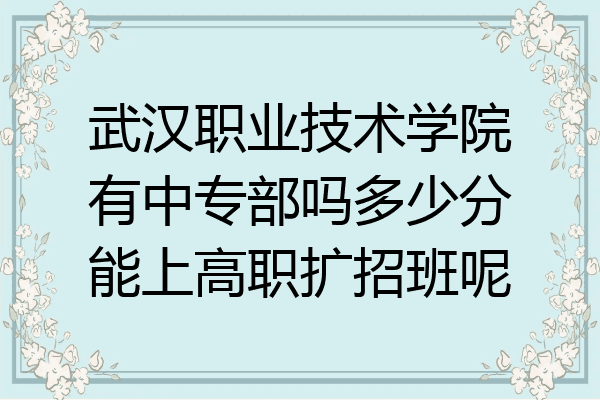 武汉职业技术学院有中专部吗多少分能上高职扩招班呢