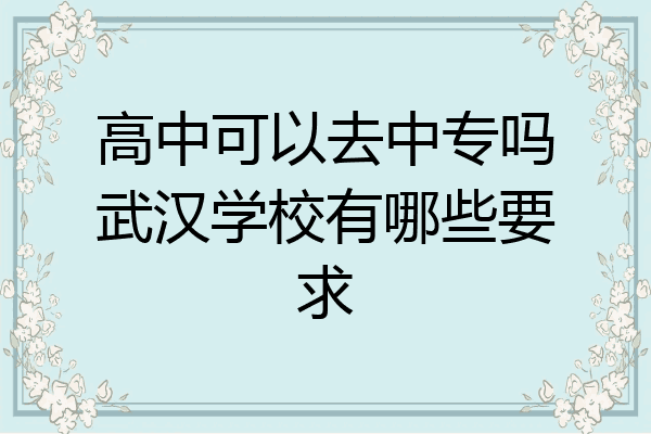 高中可以去中专吗武汉学校有哪些要求