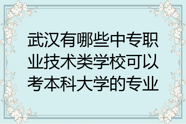 武汉有哪些中专职业技术类学校可以考本科大学的专业