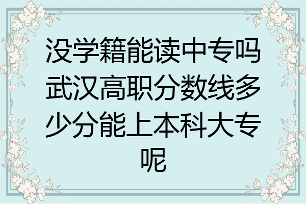 没学籍能读中专吗武汉高职分数线多少分能上本科大专呢