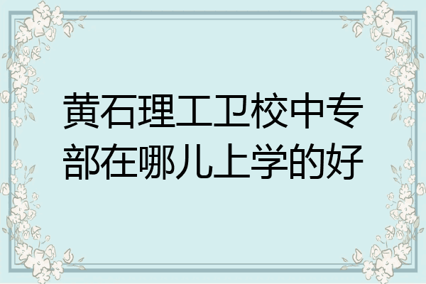 黄石理工卫校中专部在哪儿上学的好