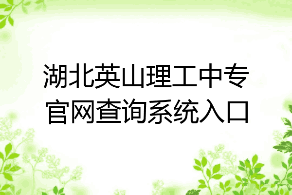 湖北英山理工中专官网查询系统入口