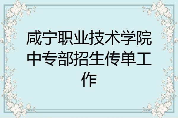 咸宁职业技术学院中专部招生传单工作