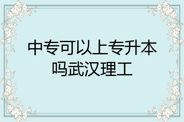 中专可以上专升本吗武汉理工