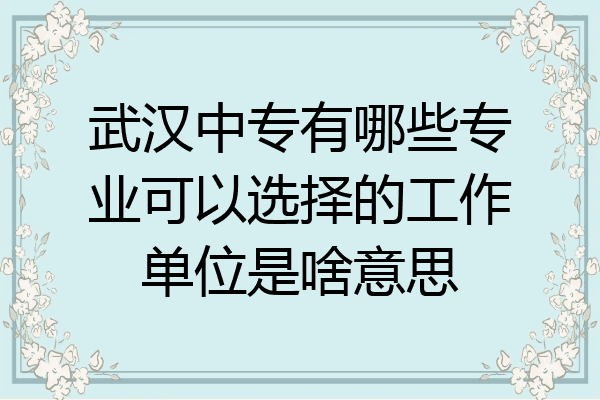 武汉中专有哪些专业可以选择的工作单位是啥意思