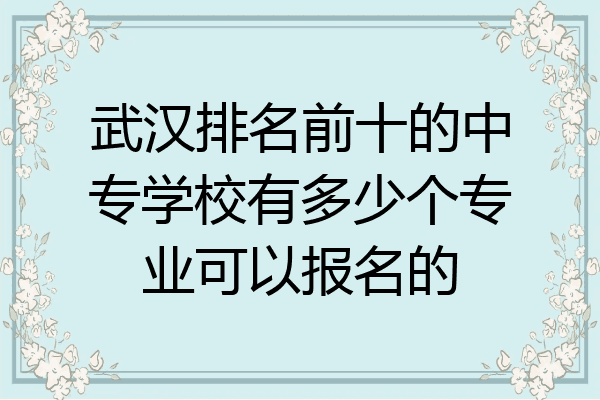 武汉排名前十的中专学校有多少个专业可以报名的