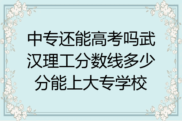 中专还能高考吗武汉理工分数线多少分能上大专学校