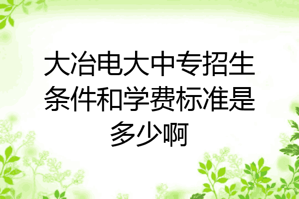 大冶电大中专招生条件和学费标准是多少啊