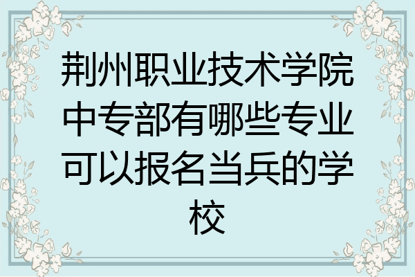 荆州职业技术学院中专部有哪些专业可以报名当兵的学校
