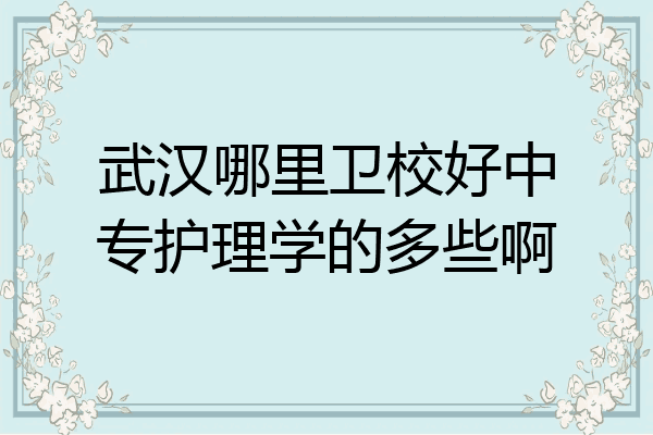 武汉哪里卫校好中专护理学的多些啊