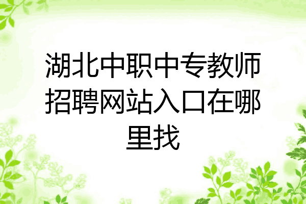 湖北中职中专教师招聘网站入口在哪里找