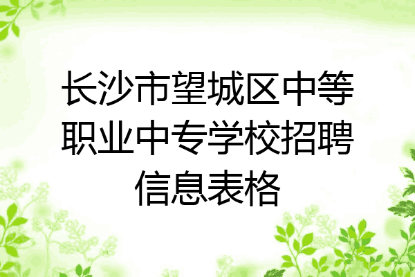 长沙市望城区中等职业中专学校招聘信息表格