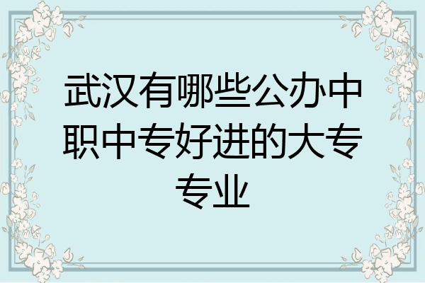 武汉有哪些公办中职中专好进的大专专业