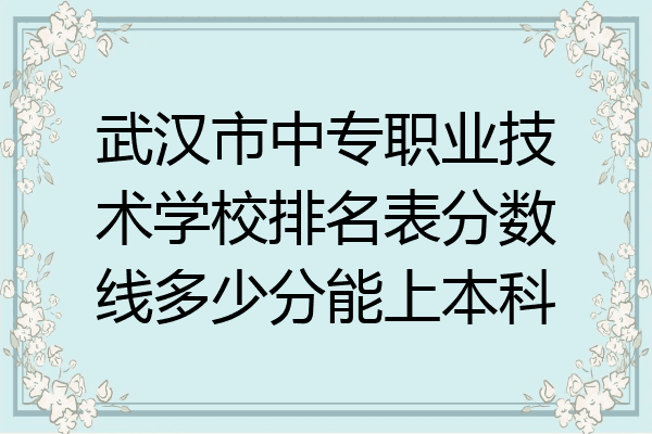 武汉市中专职业技术学校排名表分数线多少分能上本科