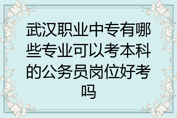 武汉职业中专有哪些专业可以考本科的公务员岗位好考吗