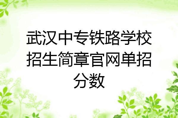 武汉中专铁路学校招生简章官网单招分数