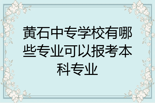 黄石中专学校有哪些专业可以报考本科专业