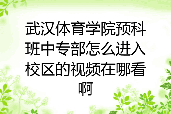 武汉体育学院预科班中专部怎么进入校区的视频在哪看啊