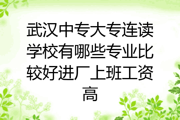 武汉中专大专连读学校有哪些专业比较好进厂上班工资高