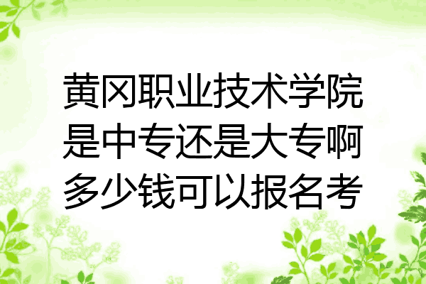 黄冈职业技术学院是中专还是大专啊多少钱可以报名考