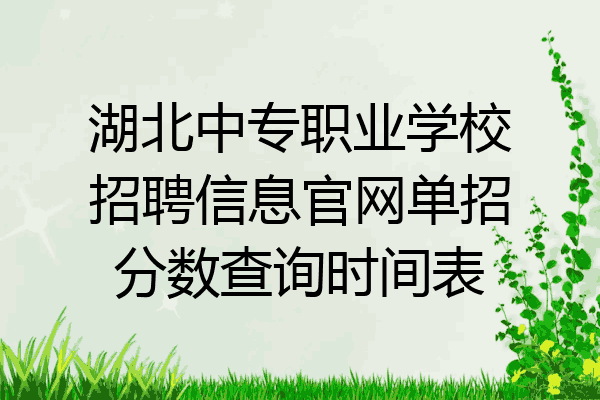 湖北中专职业学校招聘信息官网单招分数查询时间表