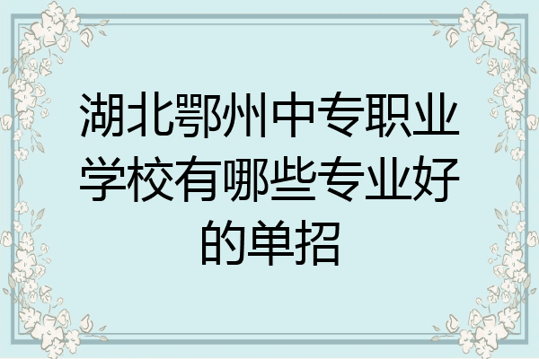 湖北鄂州中专职业学校有哪些专业好的单招