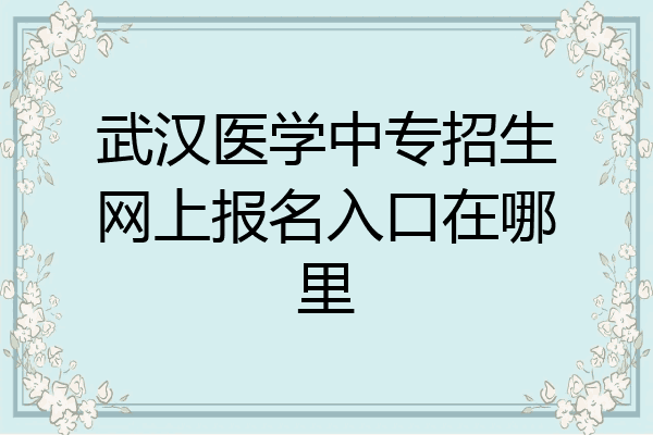 武汉医学中专招生网上报名入口在哪里