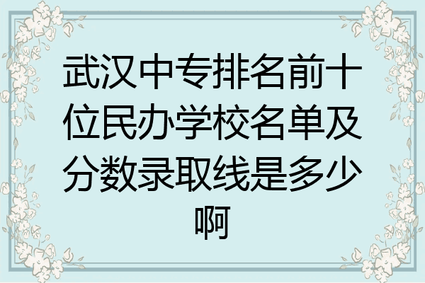 武汉中专排名前十位民办学校名单及分数录取线是多少啊