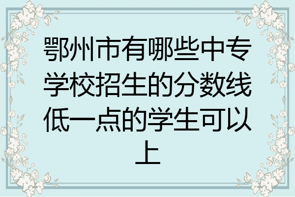 鄂州市有哪些中专学校招生的分数线低一点的学生可以上